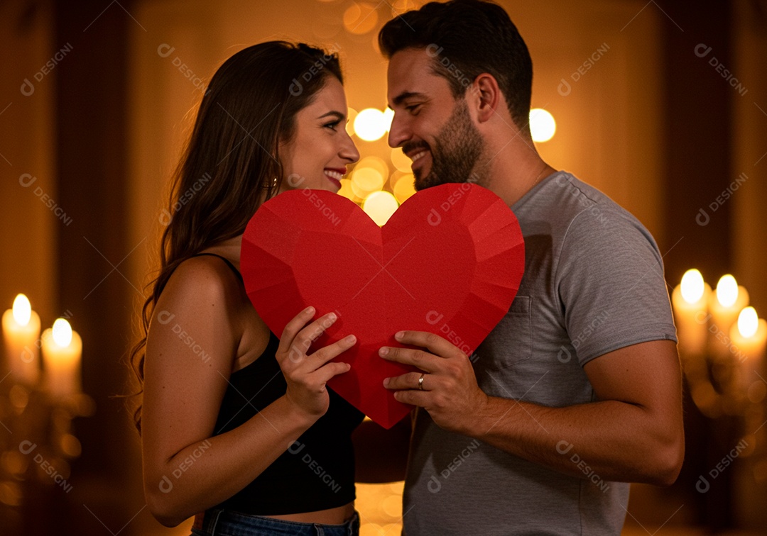 Lindo casal apaixonados sorridente e felizes celebrando dia dos namorados