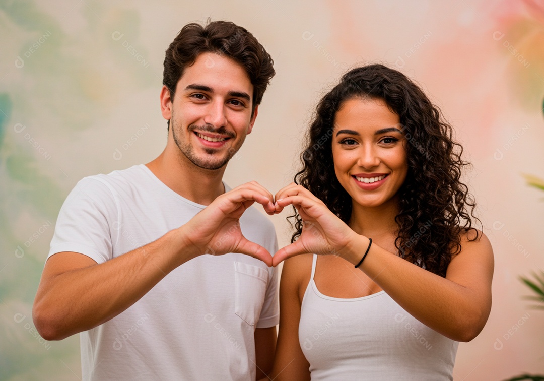 Lindo casal apaixonados sorridente e felizes em sua Residência