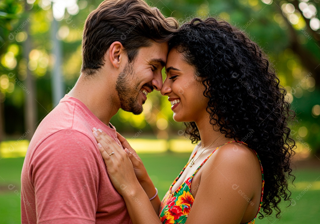 Lindo casal apaixonados sorridente e felizes em um local turístico