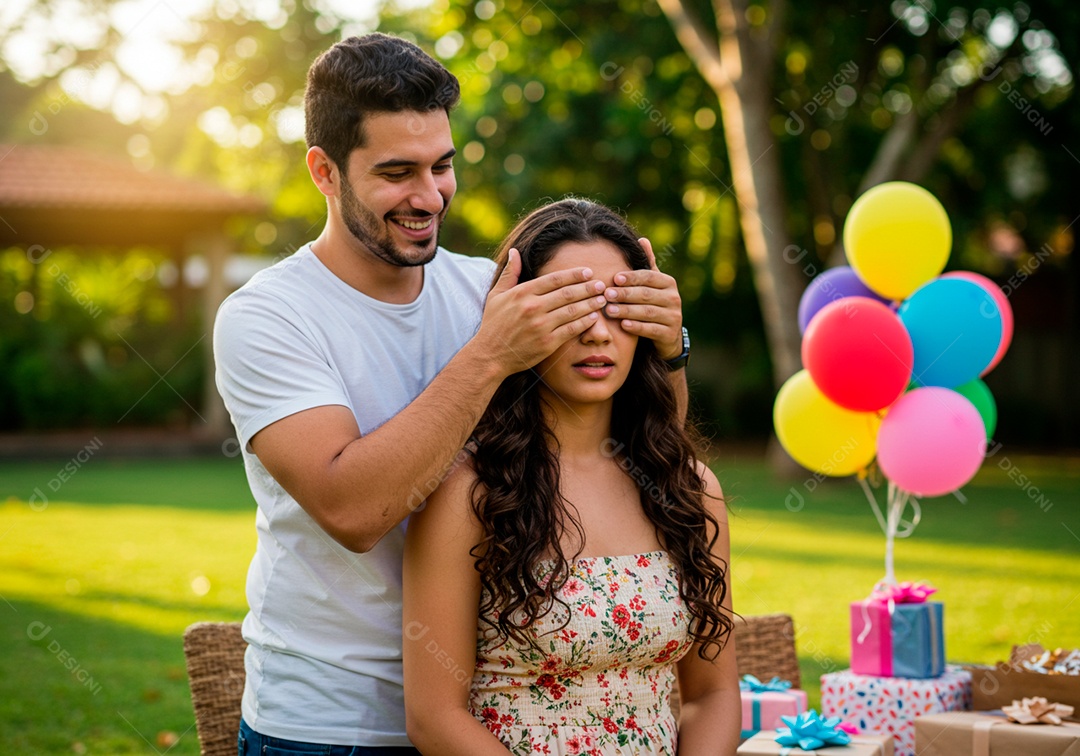 Lindo casal apaixonados sorridente e felizes em um parque casual