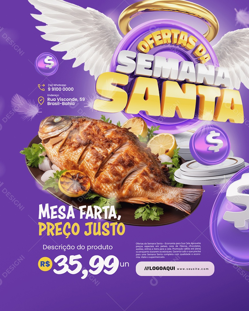 Supermercado Ofertas da Semana Santa Mesa Farta Preço Justo Social Media PSD Editável