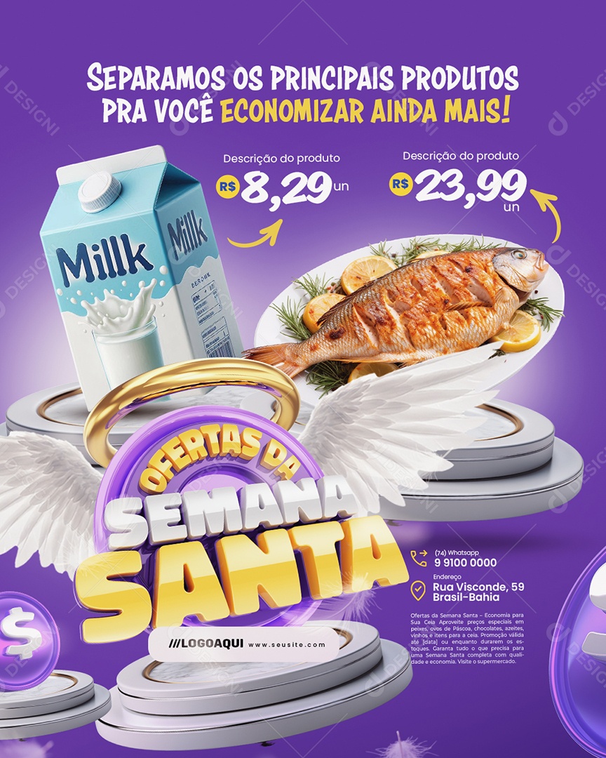 Supermercado Ofertas da Semana Santa Social Media PSD Editável