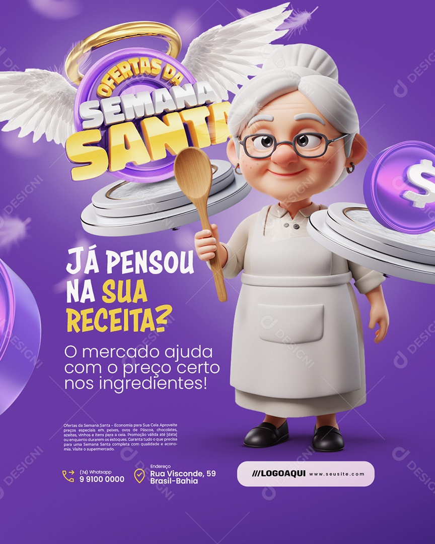 Supermercado Ofertas da Semana Santa Já Pensou na Sua Receita? Social Media PSD Editável