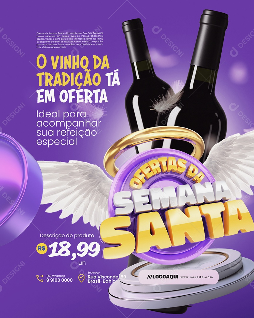 Supermercado Ofertas da Semana Santa O Vinho da Tradição Tá em Oferta Social Media PSD Editável