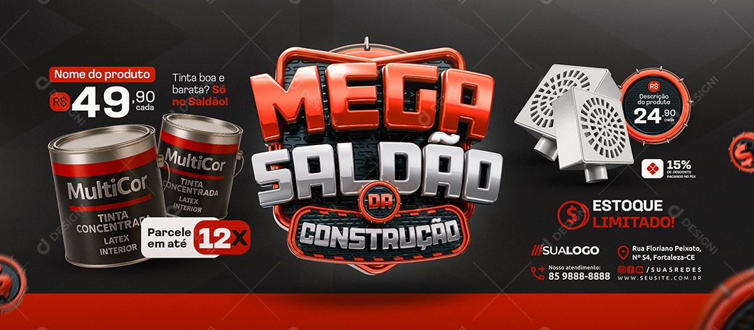 Banner Mega Saldão Da Construção Social Media PSD Editável