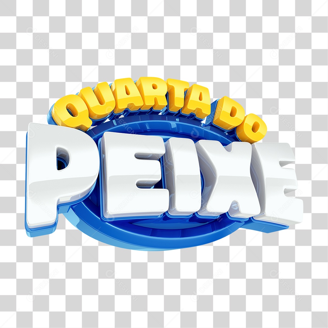 Selo 3D Quarta do Peixe PNG Transparente