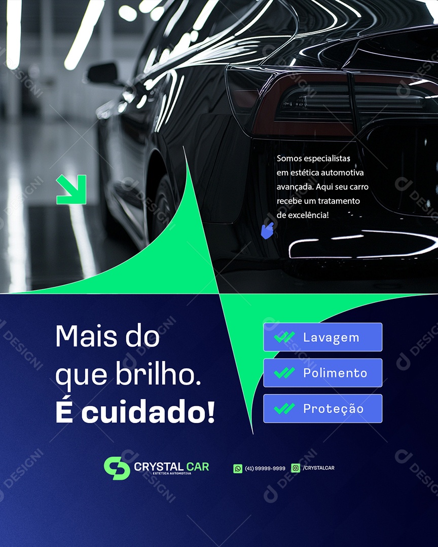Estética Automotiva Mais Do Que Brilho Social Media PSD Editável