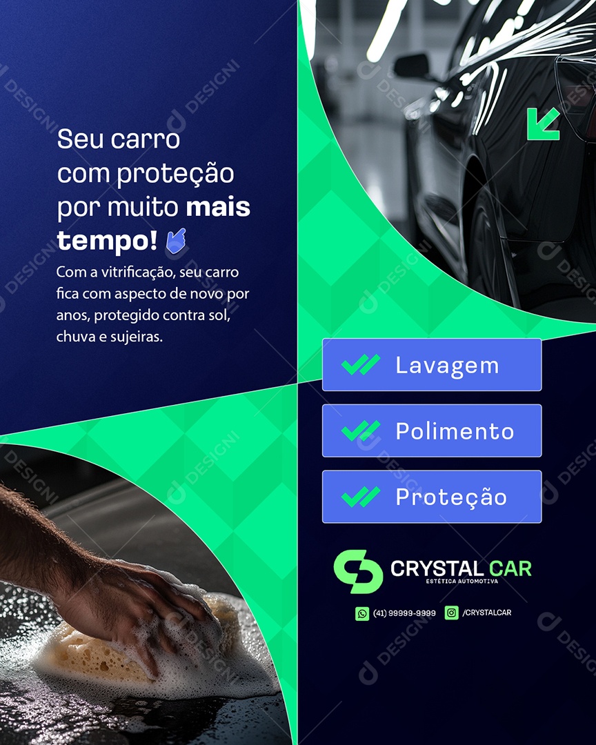Estética Automotiva Seu Carro Com Proteção Social Media PSD Editável