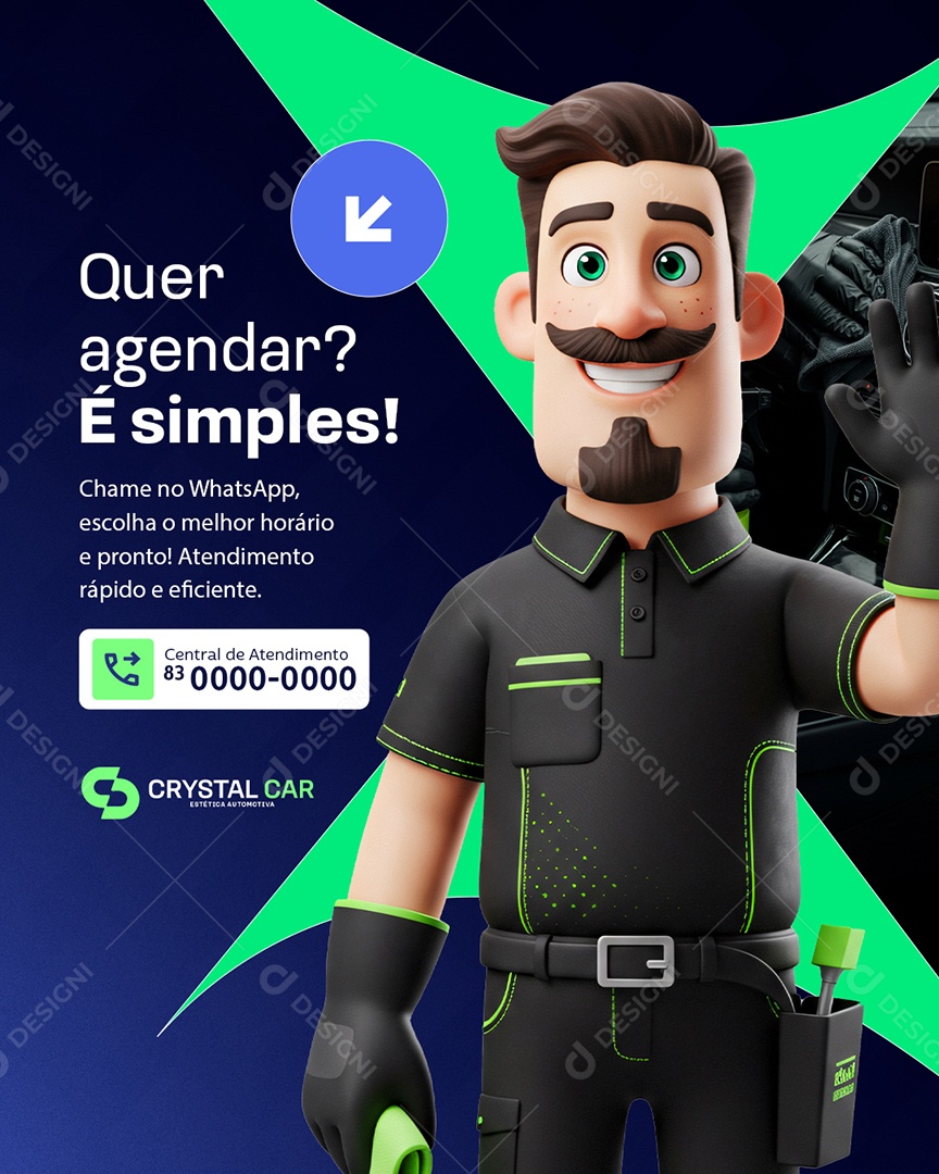 Estética Automotiva Quer Agendar? É Simples Social Media PSD Editável