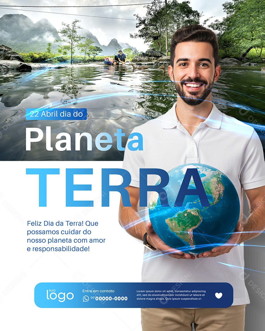 Feliz Dia do Planeta Terra 22 de Abril Social Media PSD Editável