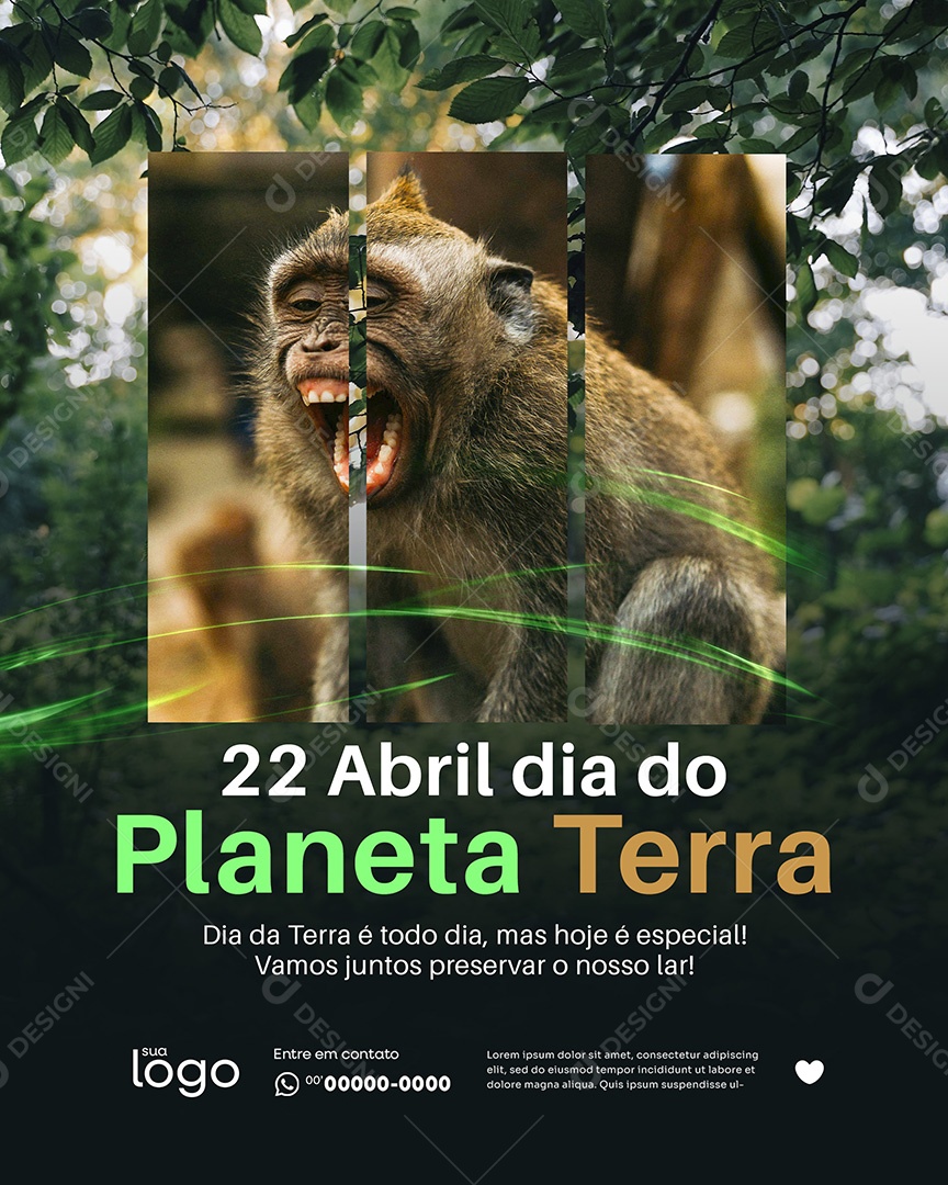 Feliz Dia do Planeta Terra 22 de Abril Social Media PSD Editável