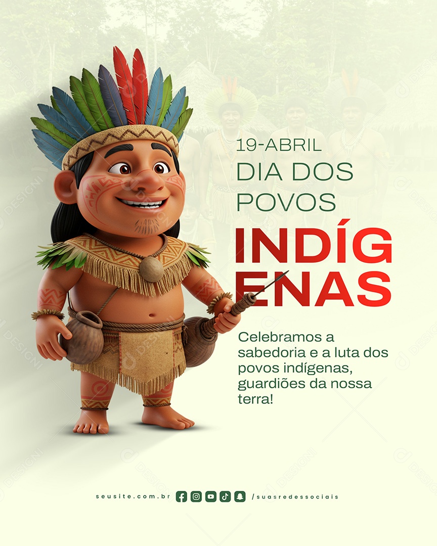 Dia dos Povos Indígenas 19 de Abril Social Media PSD Editável