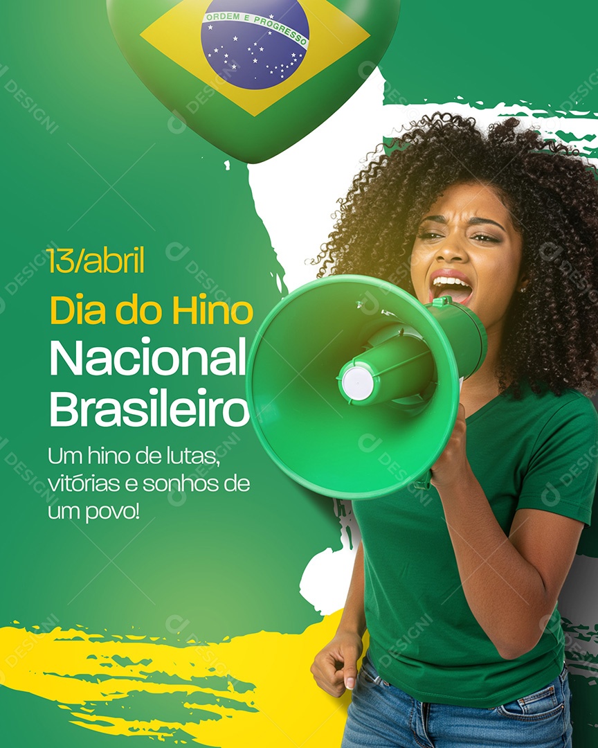 Dia do Hino Nacional Brasileiro 13 De Abril Social Media PSD Editável