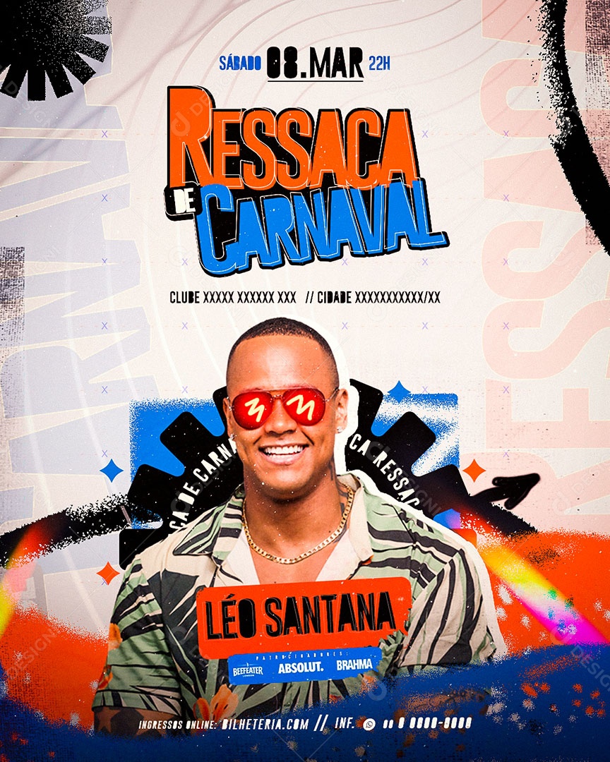 Feed Ressaca de Carnaval Social Media PSD Editável