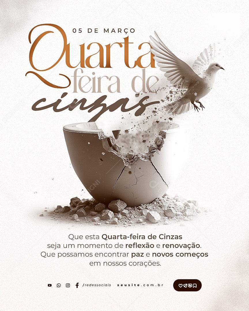 Quarta Feira de Cinzas Social Media PSD Editável