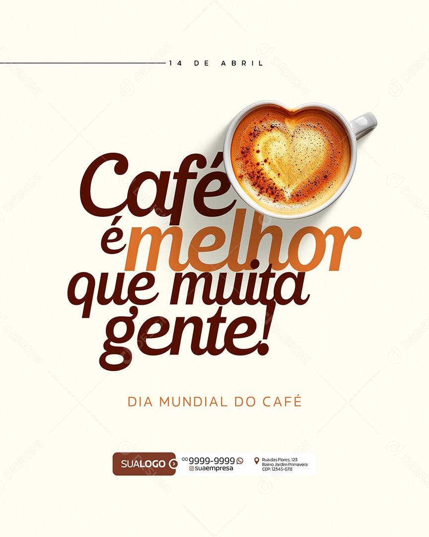 Dia Mundial do Café 14 de Abril Social Media PSD Editável