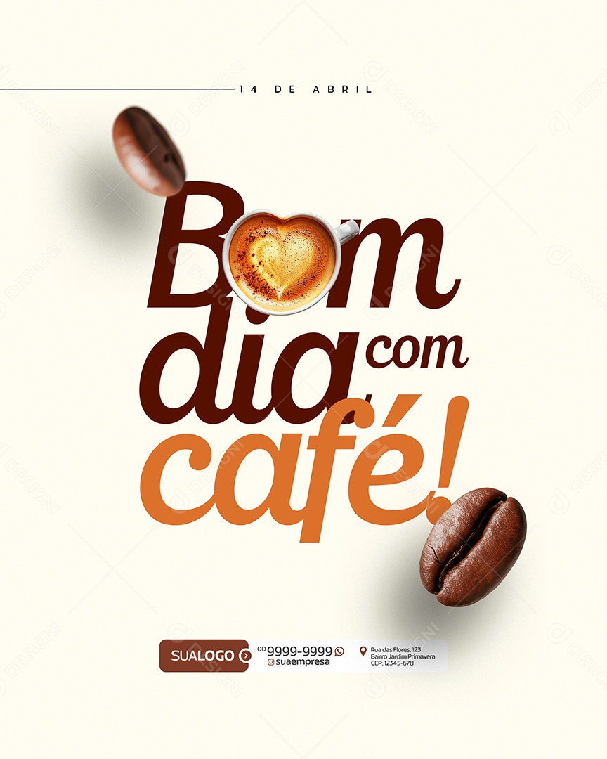 Dia Mundial do Café 14 de Abril Social Media PSD Editável