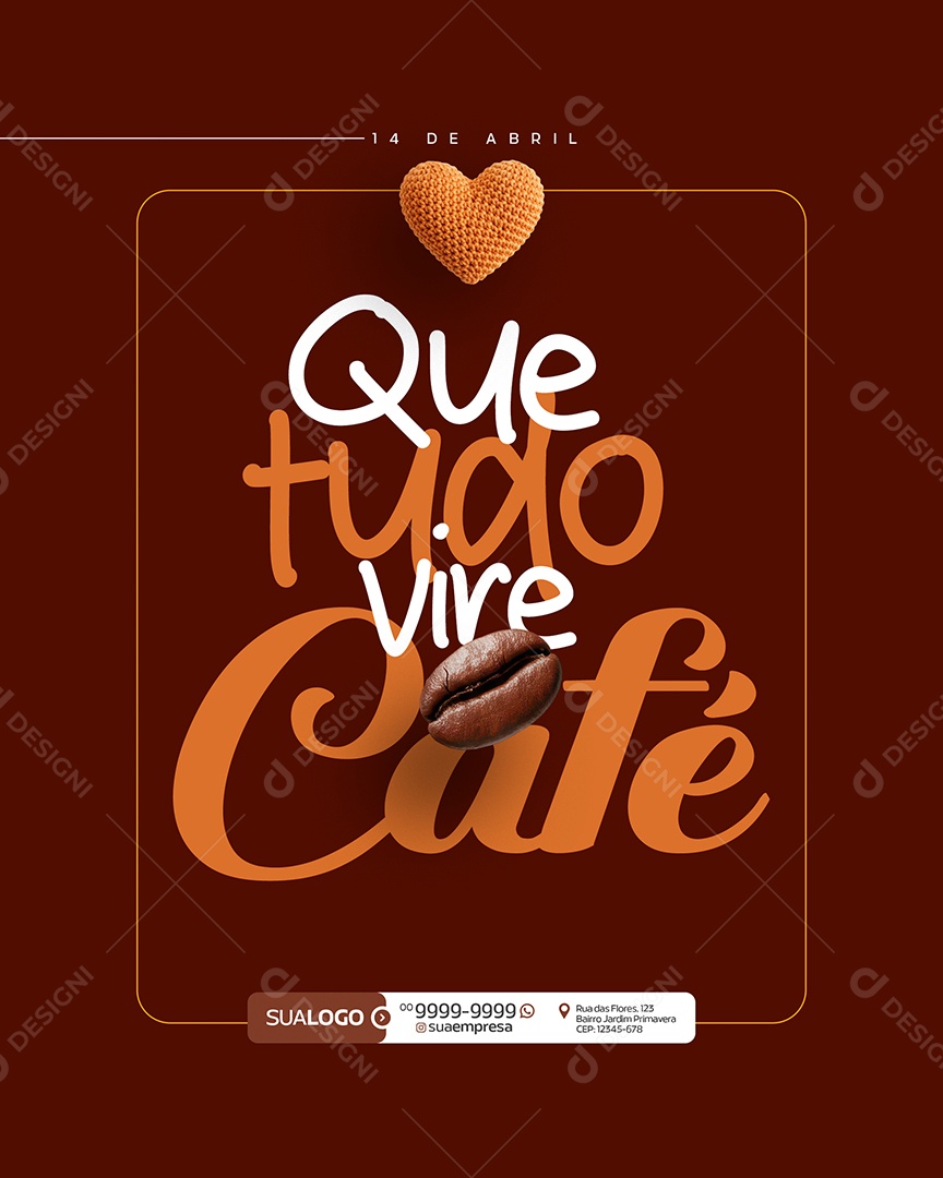 Dia Mundial do Café 14 de Abril Social Media PSD Editável