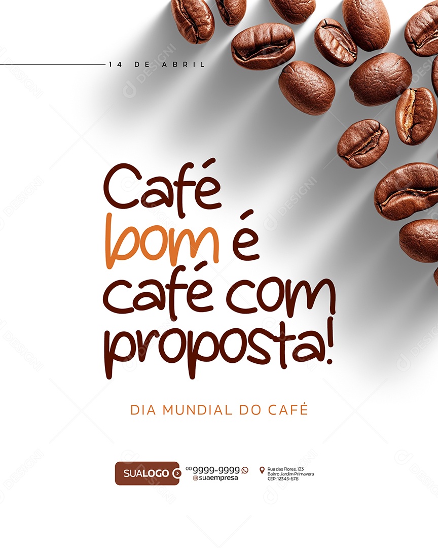 Dia Mundial do Café 14 de Abril Social Media PSD Editável