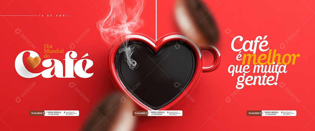 Carrossel Dia Mundial do Café 14 de Abril Social Media PSD Editável