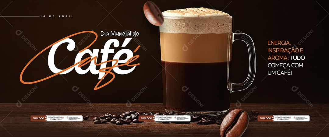 Carrossel Dia Mundial do Café 14 de Abril Social Media PSD Editável