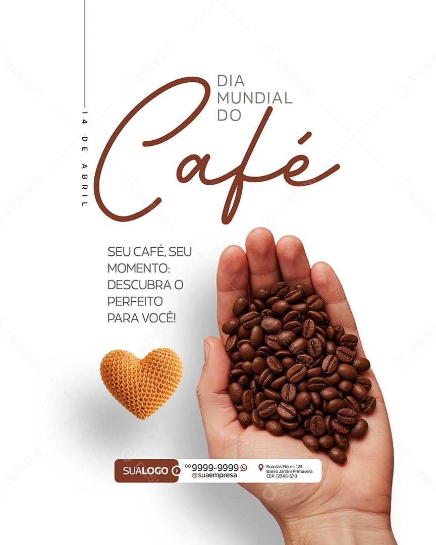 Dia Mundial do Café 14 de Abril Social Media PSD Editável
