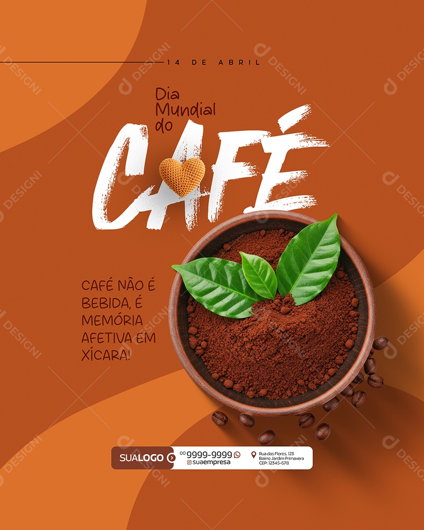 Dia Mundial do Café 14 de Abril Social Media PSD Editável