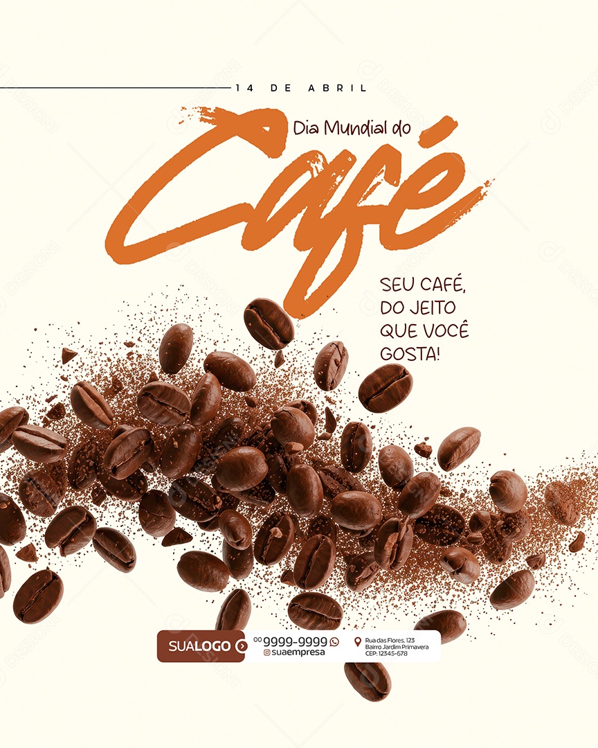Dia Mundial do Café 14 de Abril Social Media PSD Editável