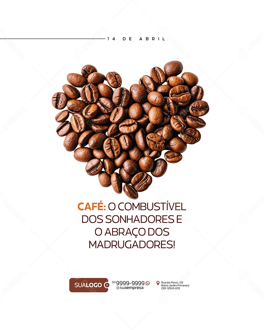 Dia Mundial do Café 14 de Abril Social Media PSD Editável