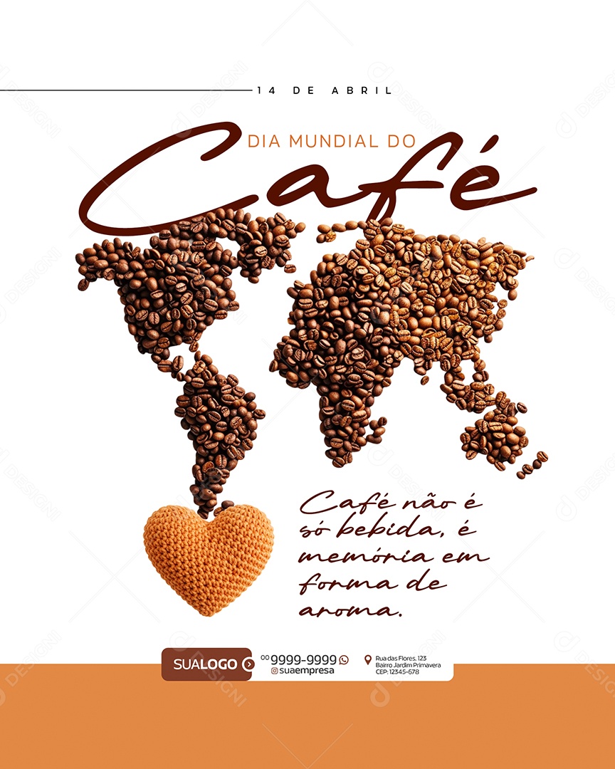 Dia Mundial do Café 14 de Abril Social Media PSD Editável