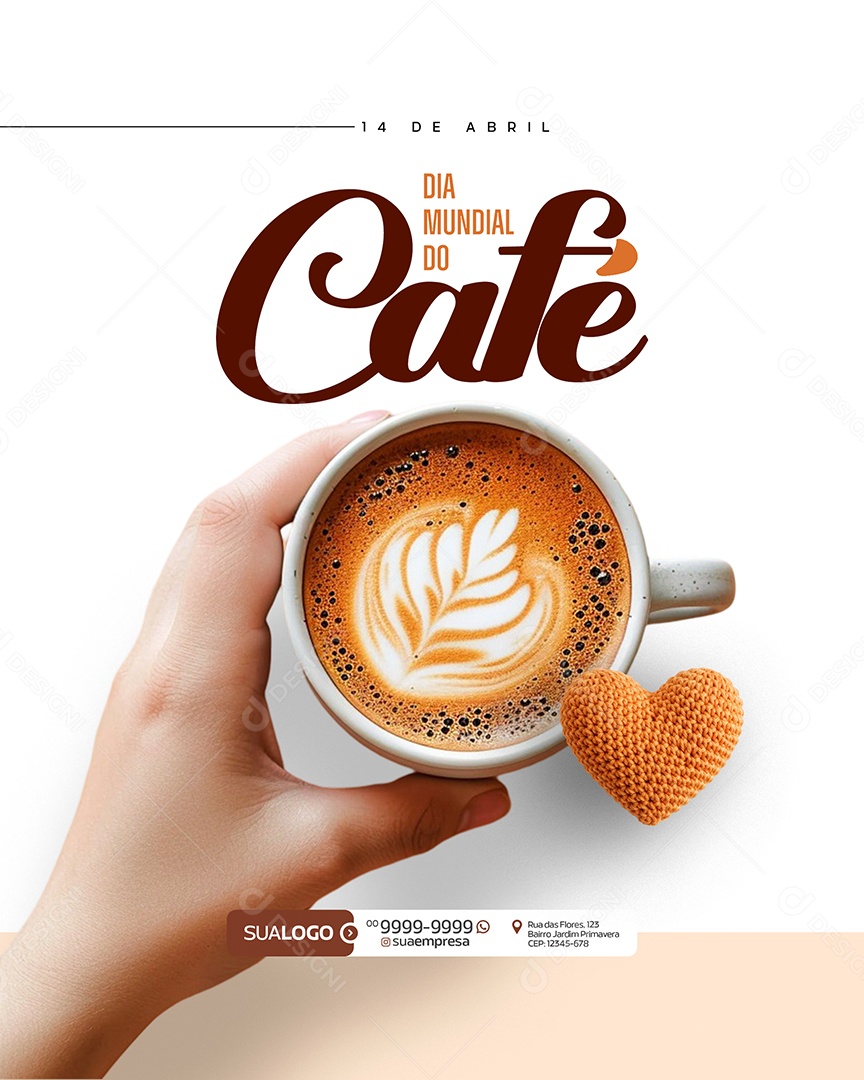 Dia Mundial do Café 14 de Abril Social Media PSD Editável