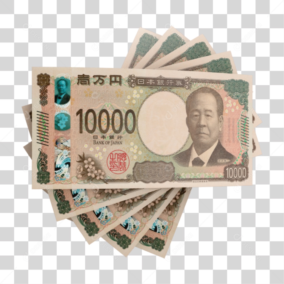 Cédula Notas Dinheiro 10 Mil Yen Japonês PNG Transparente