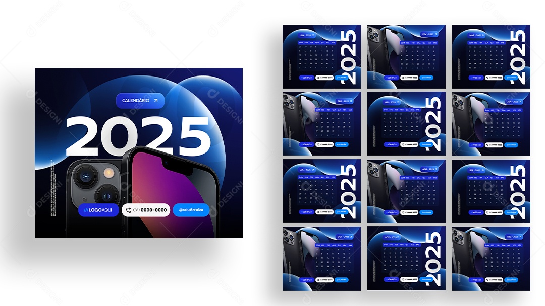 Calendário de Mesa Loja de Celulares Assistência Técnica PSD Editável