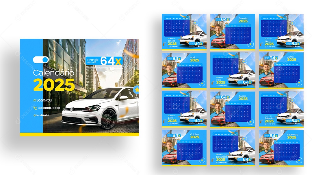 Calendário de Mesa Concessionária Loja de Carros PSD Editável