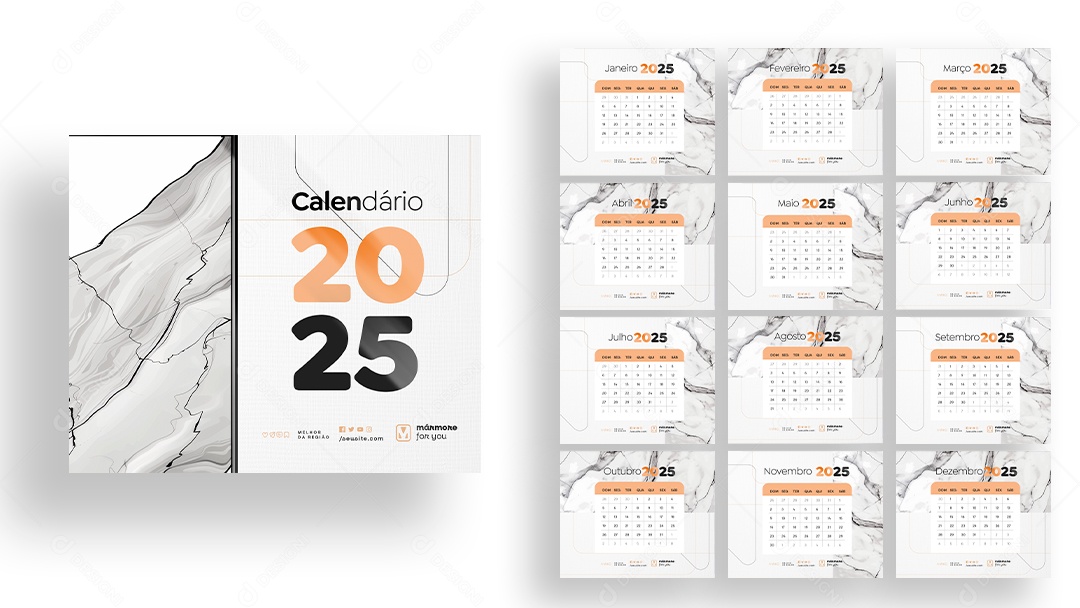 Calendário de Mesa Marmoraria PSD Editável
