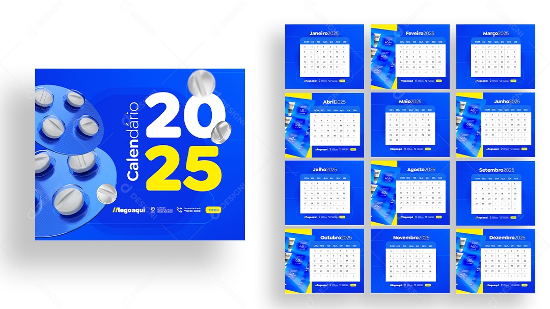 Calendário de Mesa Farmácia PSD Editável