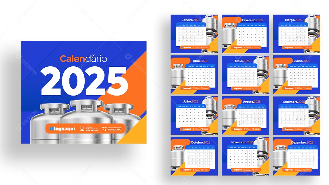 Calendário de Mesa Distribuidora de Gás PSD Editável