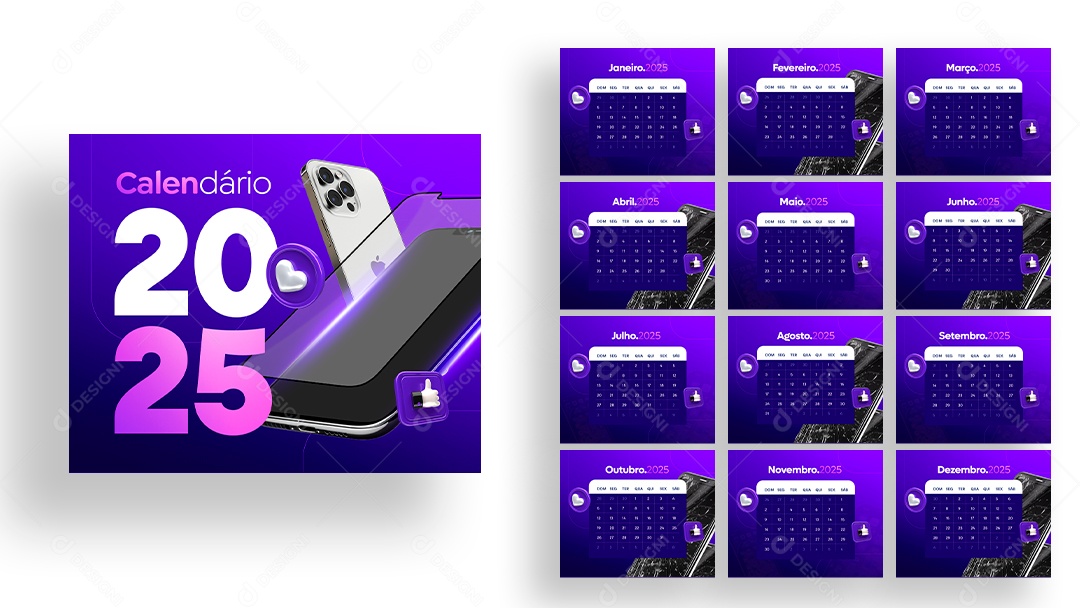 Calendário de Mesa Loja de Celulares Assistência Técnica PSD Editável