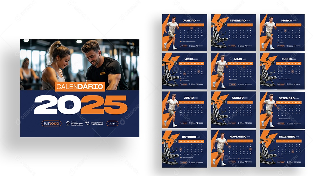 Calendário de Mesa Academia Fitness PSD Editável
