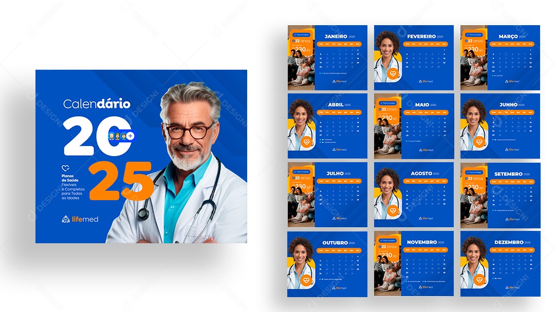 Calendário de Mesa Planos de Saúde Convênio Médico PSD Editável