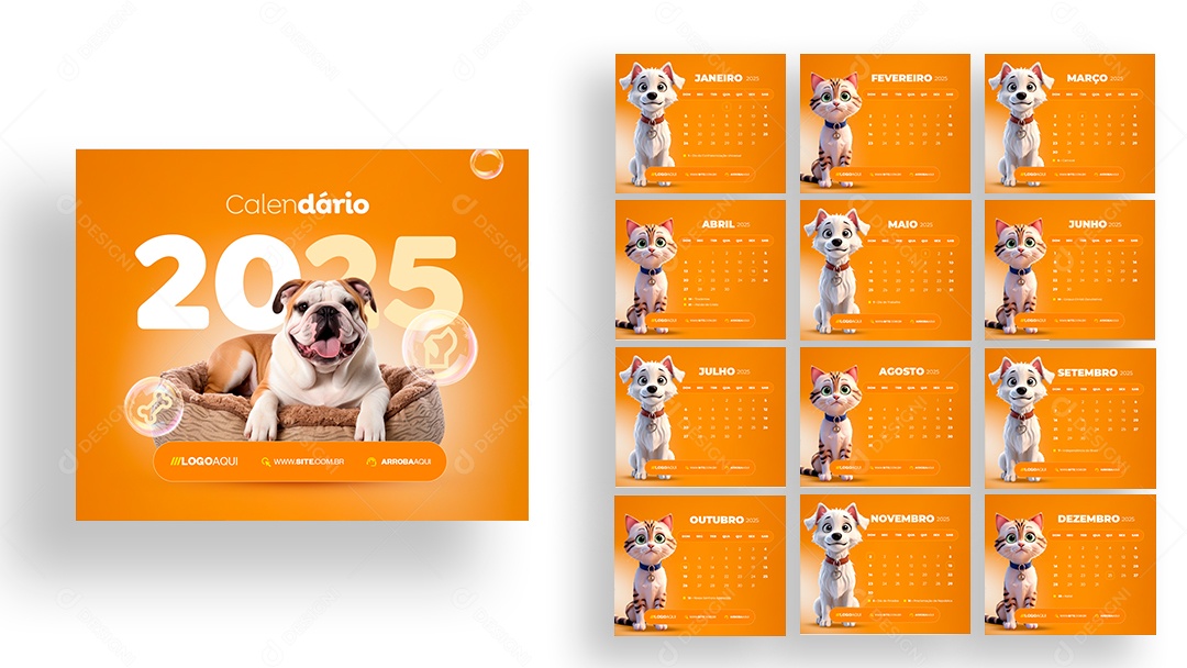 Calendário de Mesa Pet Shop PSD Editável