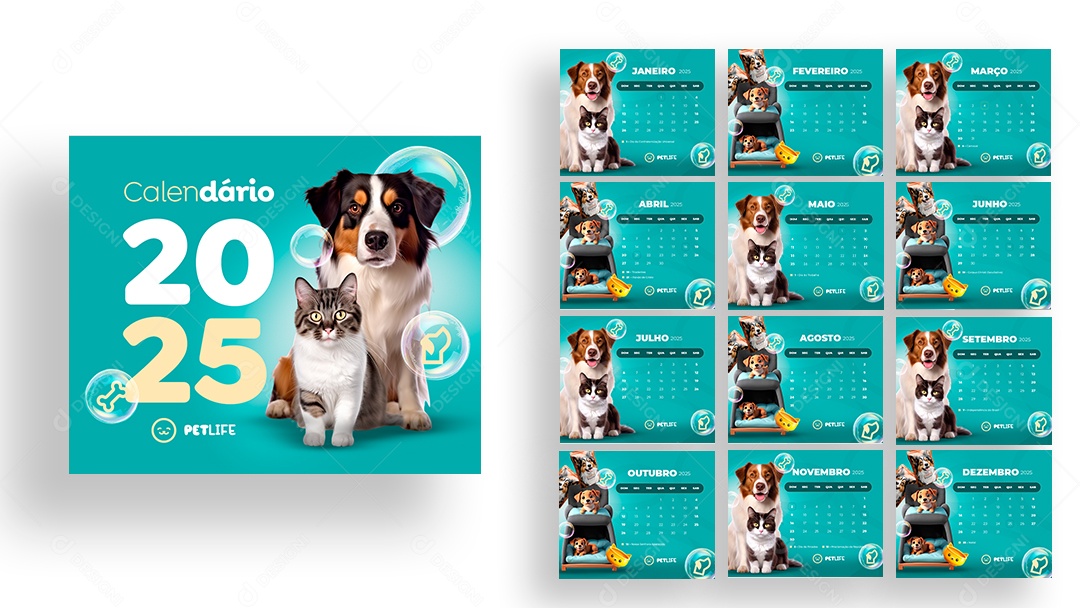 Calendário de Mesa Pet Shop PSD Editável