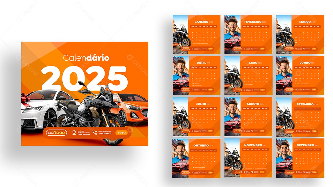 Calendário de Mesa Concessionária Loja de Carros e Motos PSD Editável