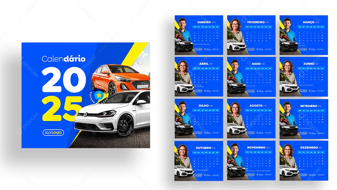 Calendário de Mesa Concessionária Loja de Carros PSD Editável
