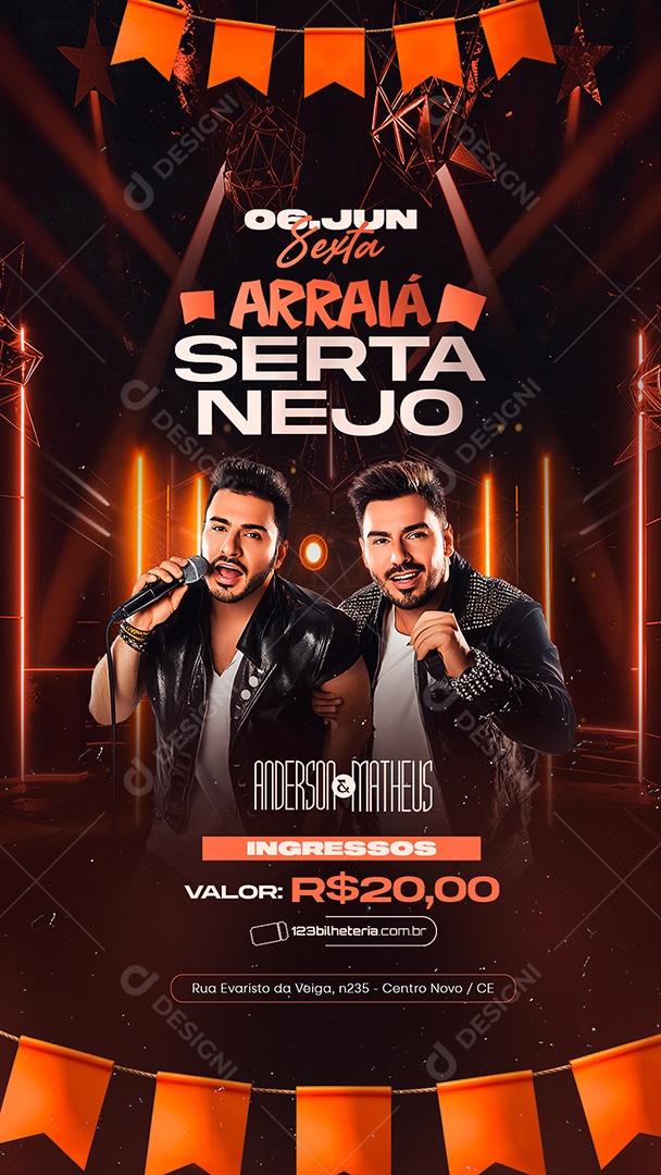 Story Flyer Arraiá Sertanejo Social Media PSD Editável