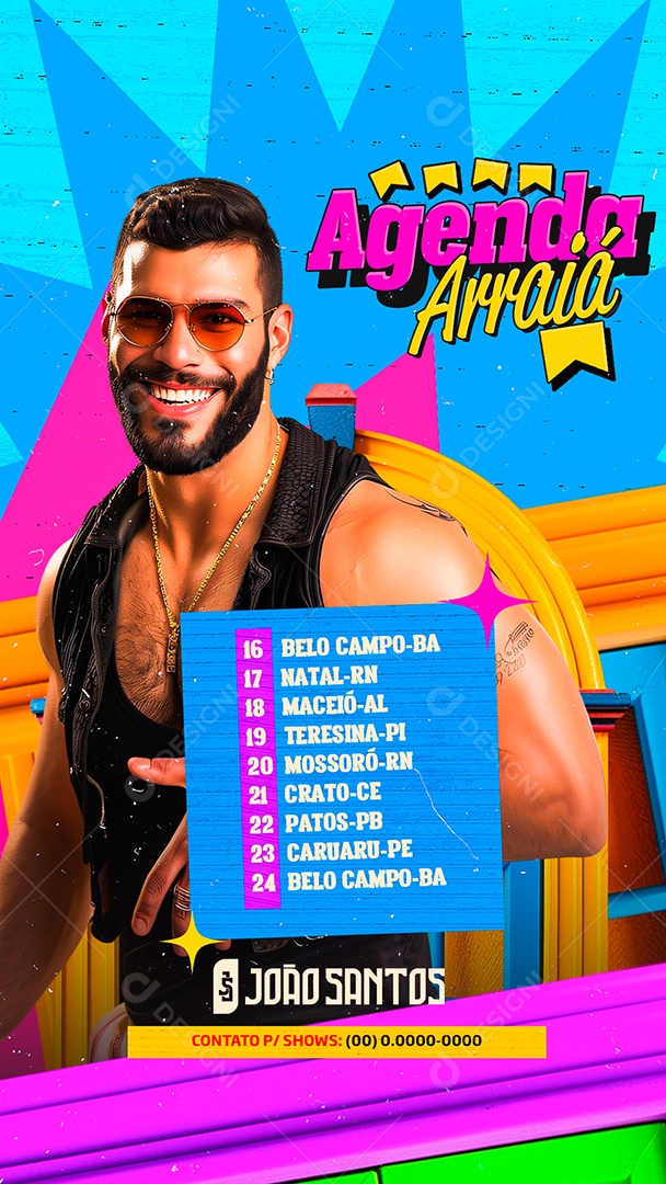 Story Flyer Agenda Arraiá Social Media PSD Editável