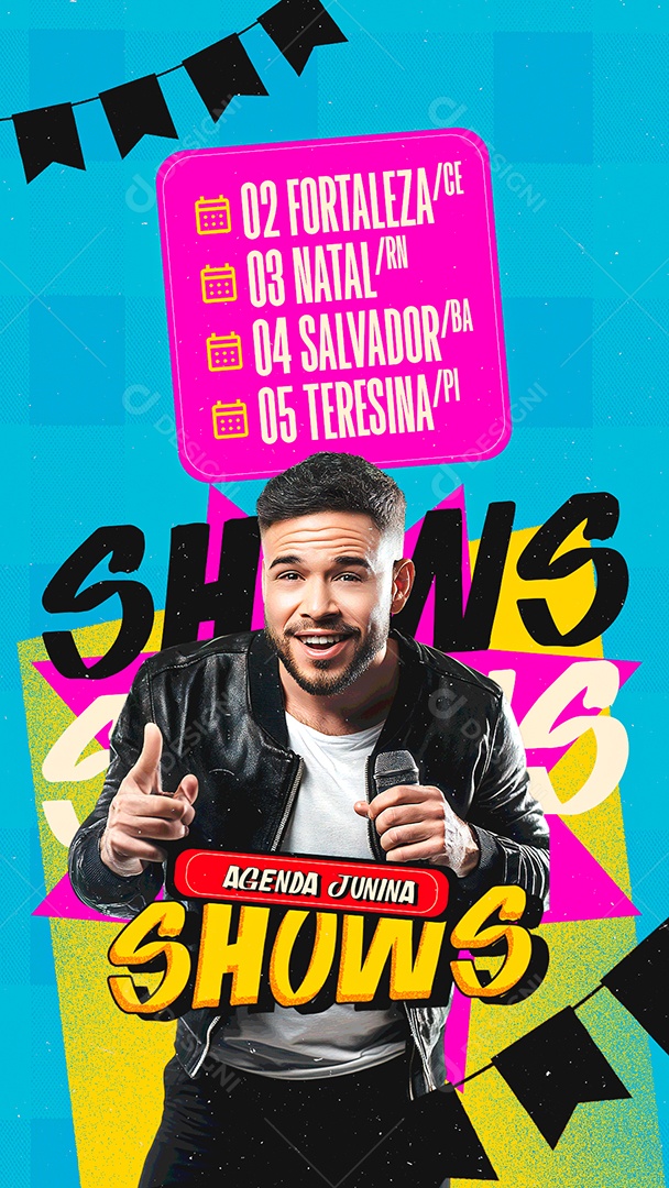 Story Flyer Agenda Junina Shows Social Media PSD Editável