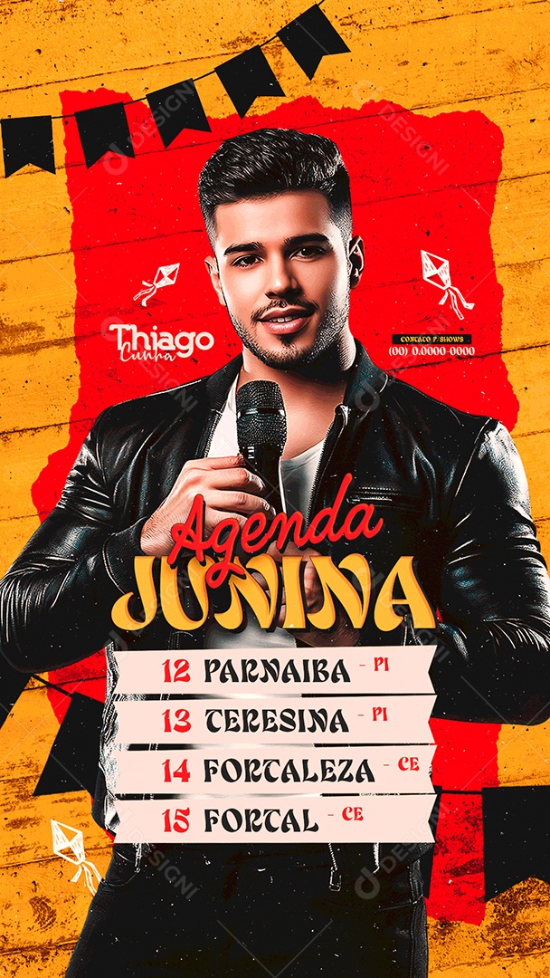 Story Flyer Agenda Junina Social Media PSD Editável
