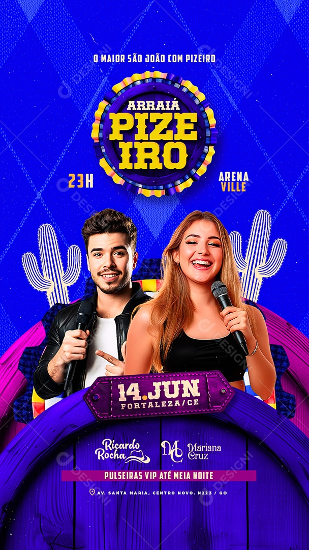 Story Flyer Arraiá Pizeiro Social Media PSD Editável