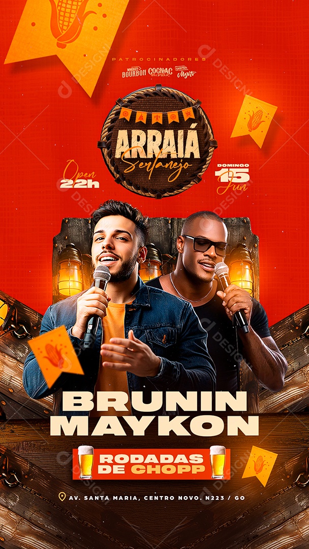 Story Flyer Arraiá Sertanejo Brunin Maykon Social Media PSD Editável